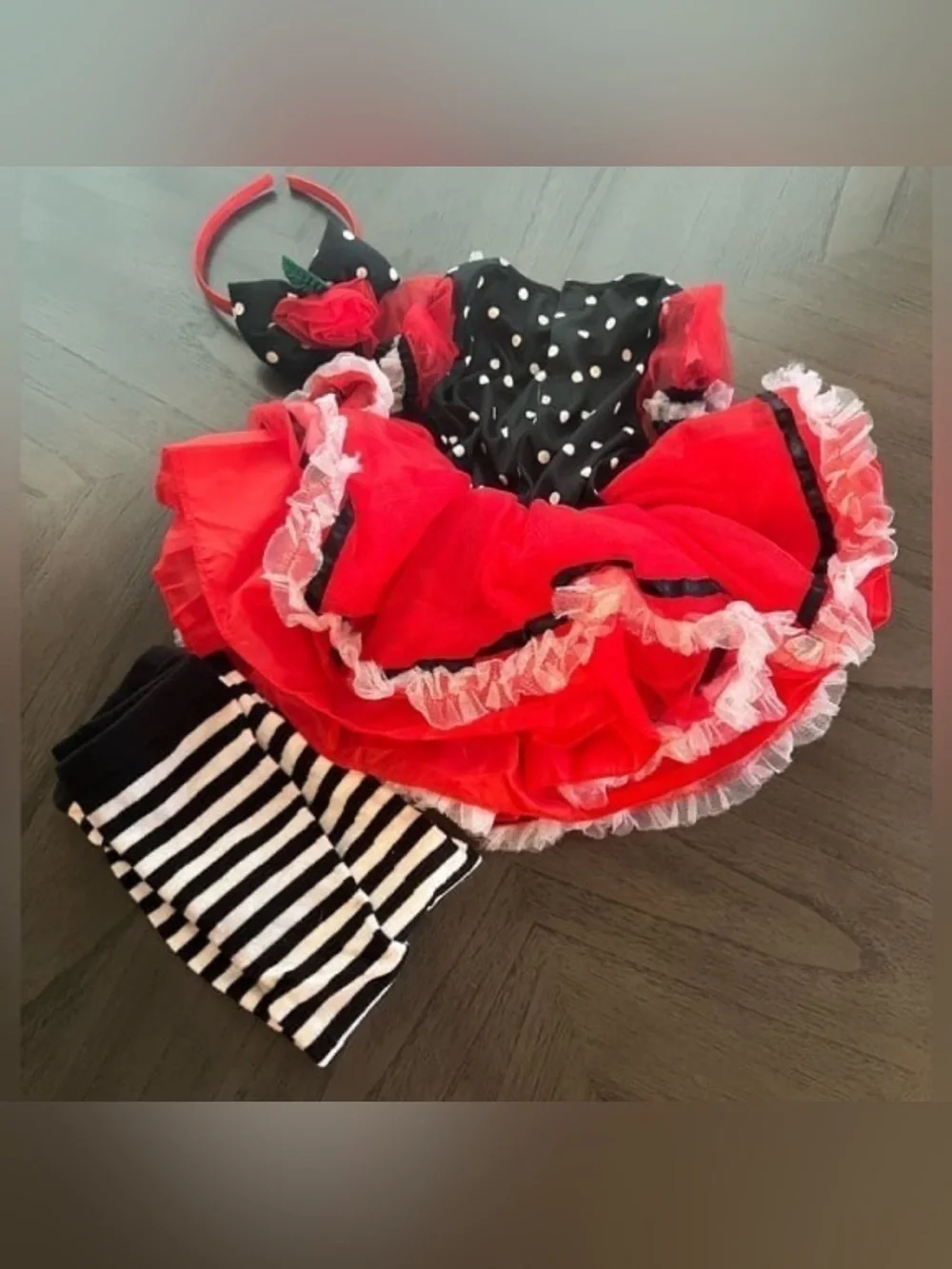 Cherry Pie Infant Costume - Red & Black Polka Dot Dress with Headband